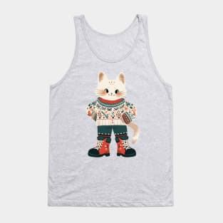 Vintage Christmas Cat Tank Top